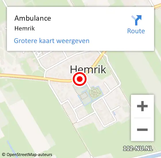 Locatie op kaart van de 112 melding: Ambulance Hemrik op 24 mei 2014 10:06