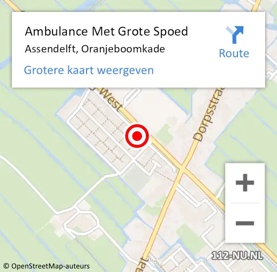 Locatie op kaart van de 112 melding: Ambulance Met Grote Spoed Naar Assendelft, Oranjeboomkade op 13 november 2020 15:44