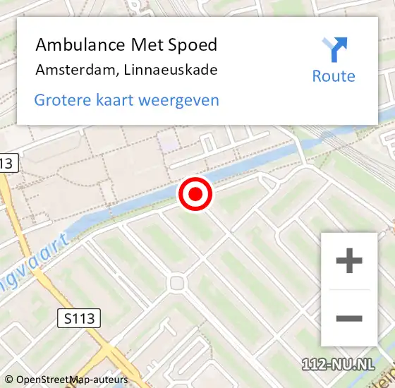 Locatie op kaart van de 112 melding: Ambulance Met Spoed Naar Amsterdam, Linnaeuskade op 13 november 2020 16:20