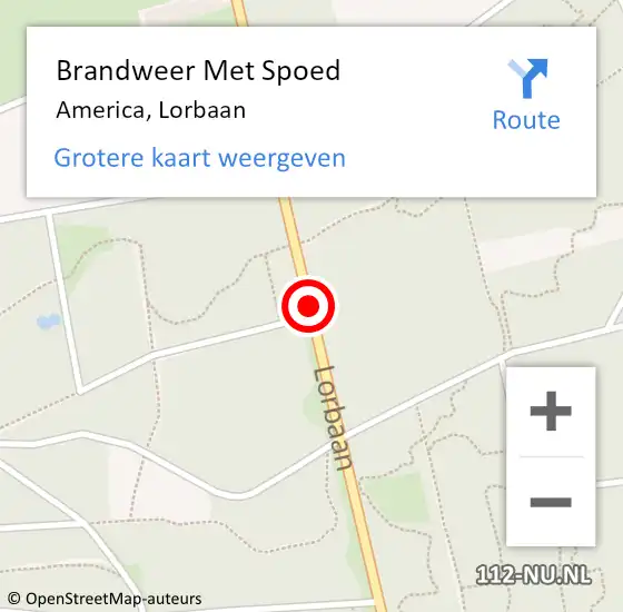 Locatie op kaart van de 112 melding: Brandweer Met Spoed Naar America, Lorbaan op 13 november 2020 16:32