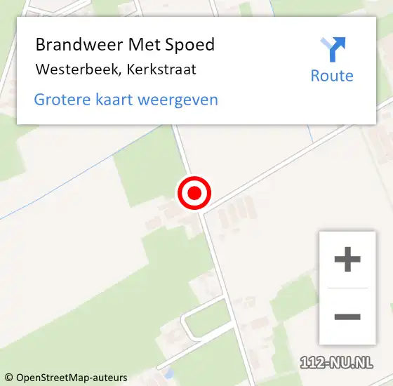 Locatie op kaart van de 112 melding: Brandweer Met Spoed Naar Westerbeek, Kerkstraat op 13 november 2020 17:29