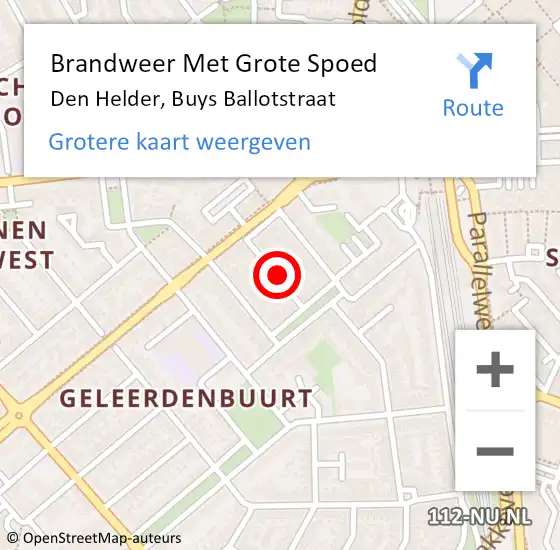 Locatie op kaart van de 112 melding: Brandweer Met Grote Spoed Naar Den Helder, Buys Ballotstraat op 13 november 2020 19:11