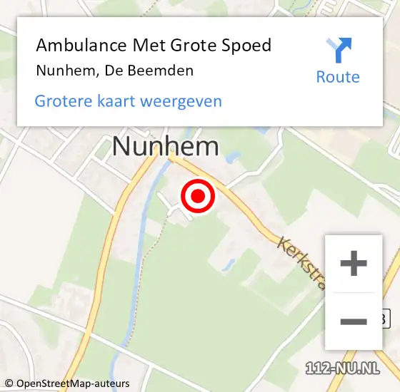 Locatie op kaart van de 112 melding: Ambulance Met Grote Spoed Naar Nunhem, De Beemden op 24 mei 2014 10:45