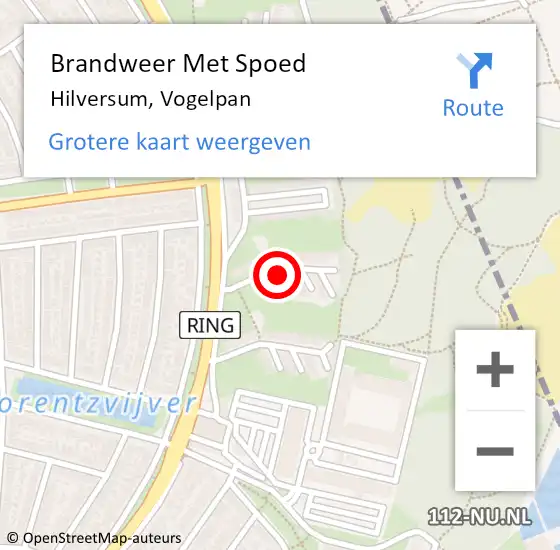 Locatie op kaart van de 112 melding: Brandweer Met Spoed Naar Hilversum, Vogelpan op 13 november 2020 20:27