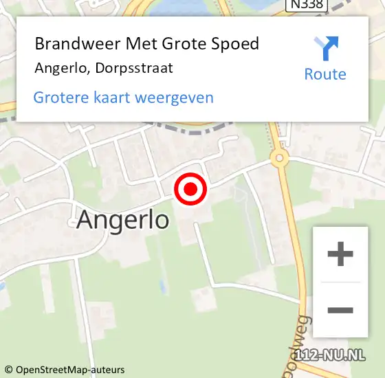 Locatie op kaart van de 112 melding: Brandweer Met Grote Spoed Naar Angerlo, Dorpsstraat op 13 november 2020 20:51