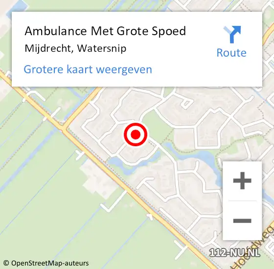 Locatie op kaart van de 112 melding: Ambulance Met Grote Spoed Naar Mijdrecht, Watersnip op 13 november 2020 21:11