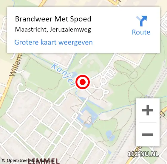 Locatie op kaart van de 112 melding: Brandweer Met Spoed Naar Maastricht, Jeruzalemweg op 13 november 2020 22:00