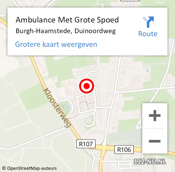 Locatie op kaart van de 112 melding: Ambulance Met Grote Spoed Naar Burgh-Haamstede, Duinoordweg op 13 november 2020 22:49