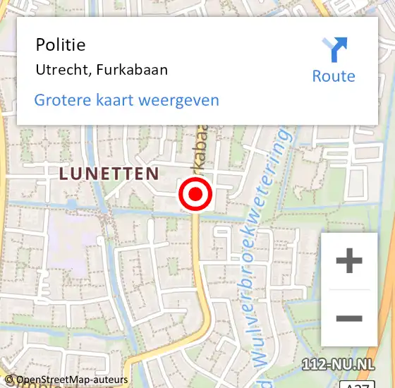 Locatie op kaart van de 112 melding: Politie Utrecht, Furkabaan op 14 november 2020 00:32