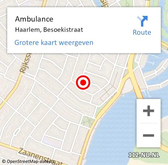 Locatie op kaart van de 112 melding: Ambulance Haarlem, Besoekistraat op 14 november 2020 00:33