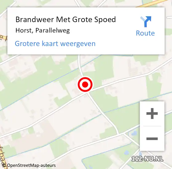 Locatie op kaart van de 112 melding: Brandweer Met Grote Spoed Naar Horst, Parallelweg op 14 november 2020 01:58