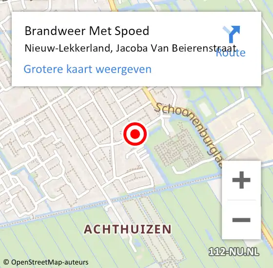 Locatie op kaart van de 112 melding: Brandweer Met Spoed Naar Nieuw-Lekkerland, Jacoba Van Beierenstraat op 14 november 2020 03:41