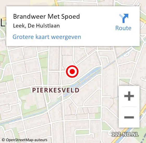 Locatie op kaart van de 112 melding: Brandweer Met Spoed Naar Leek, De Hulstlaan op 24 mei 2014 11:32