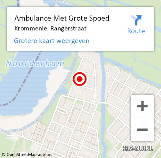 Locatie op kaart van de 112 melding: Ambulance Met Grote Spoed Naar Krommenie, Rangerstraat op 14 november 2020 09:54