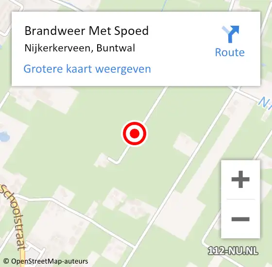 Locatie op kaart van de 112 melding: Brandweer Met Spoed Naar Nijkerkerveen, Buntwal op 14 november 2020 10:42