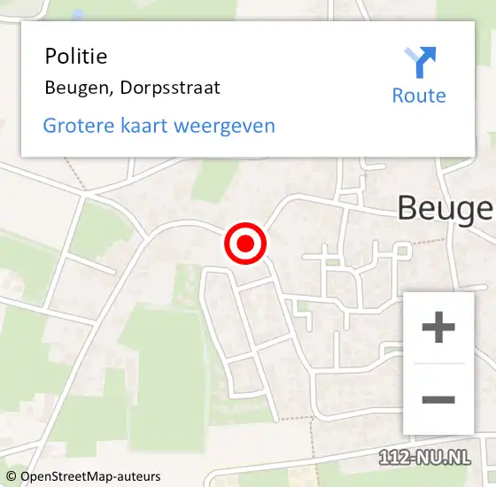 Locatie op kaart van de 112 melding: Politie Beugen, Dorpsstraat op 14 november 2020 11:32