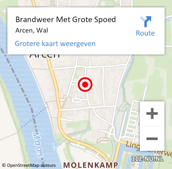 Locatie op kaart van de 112 melding: Brandweer Met Grote Spoed Naar Arcen, Wal op 14 november 2020 11:34