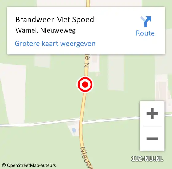 Locatie op kaart van de 112 melding: Brandweer Met Spoed Naar Wamel, Nieuweweg op 14 november 2020 12:45