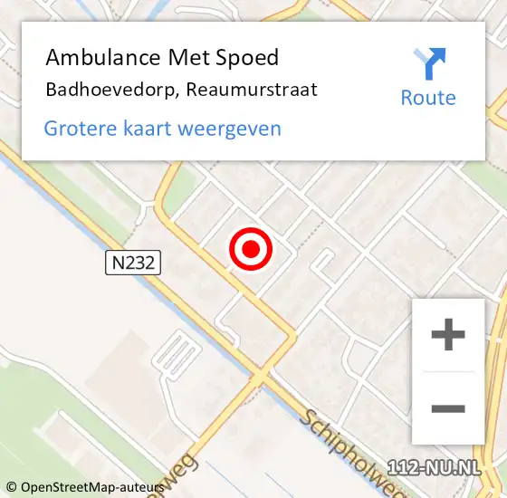 Locatie op kaart van de 112 melding: Ambulance Met Spoed Naar Badhoevedorp, Reaumurstraat op 14 november 2020 13:06