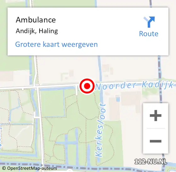 Locatie op kaart van de 112 melding: Ambulance Andijk, Haling op 14 november 2020 13:09