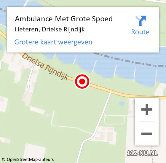 Locatie op kaart van de 112 melding: Ambulance Met Grote Spoed Naar Heteren, Drielse Rijndijk op 14 november 2020 13:10