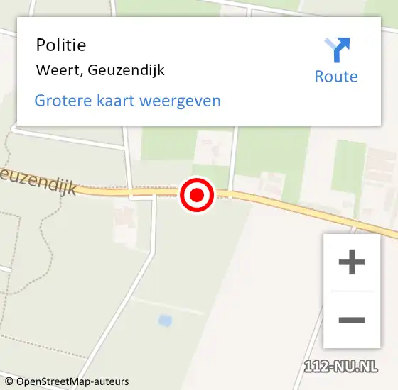 Locatie op kaart van de 112 melding: Politie Weert, Geuzendijk op 14 november 2020 15:00