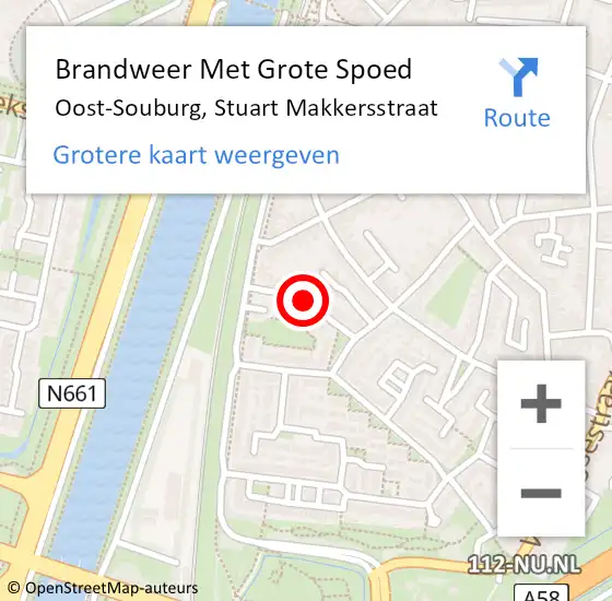 Locatie op kaart van de 112 melding: Brandweer Met Grote Spoed Naar Oost-Souburg, Stuart Makkersstraat op 14 november 2020 15:15