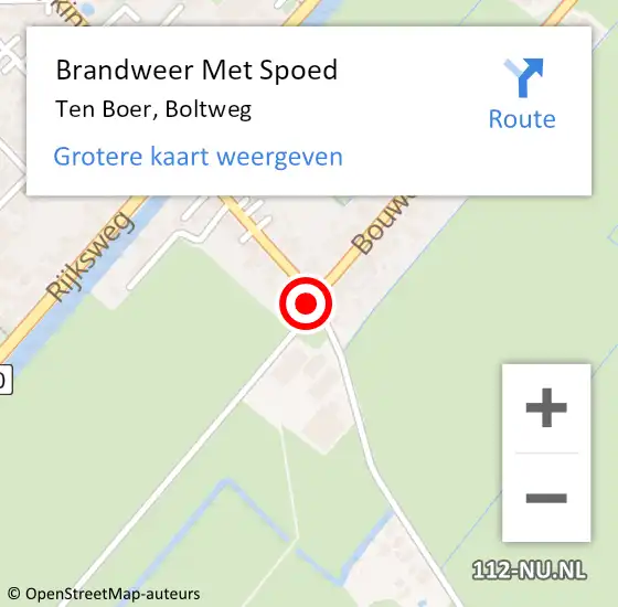 Locatie op kaart van de 112 melding: Brandweer Met Spoed Naar Ten Boer, Boltweg op 24 mei 2014 12:07