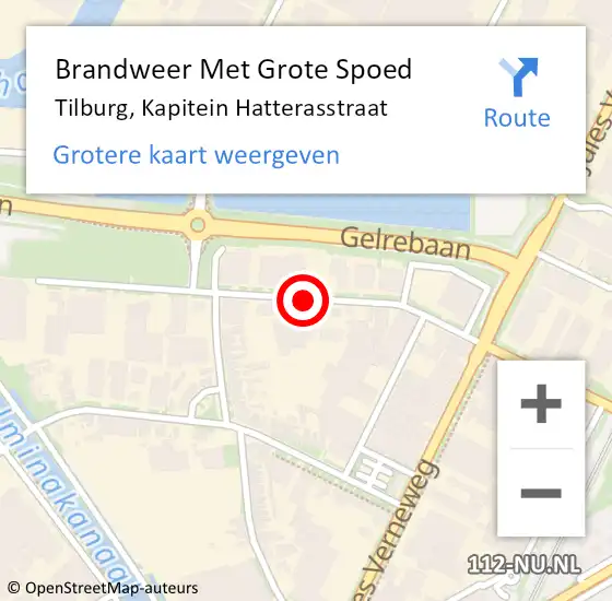 Locatie op kaart van de 112 melding: Brandweer Met Grote Spoed Naar Tilburg, Kapitein Hatterasstraat op 14 november 2020 16:51