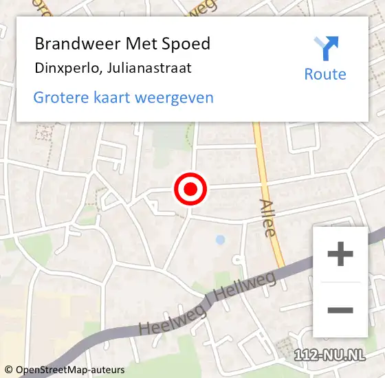 Locatie op kaart van de 112 melding: Brandweer Met Spoed Naar Dinxperlo, Julianastraat op 14 november 2020 17:29