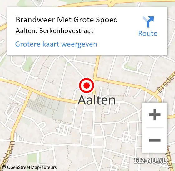 Locatie op kaart van de 112 melding: Brandweer Met Grote Spoed Naar Aalten, Berkenhovestraat op 24 mei 2014 12:18