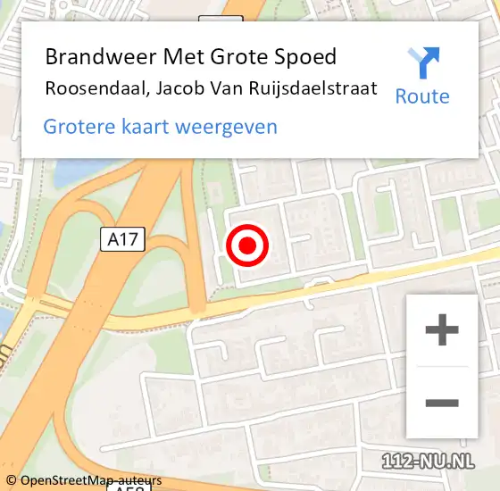 Locatie op kaart van de 112 melding: Brandweer Met Grote Spoed Naar Roosendaal, Jacob Van Ruijsdaelstraat op 14 november 2020 18:06