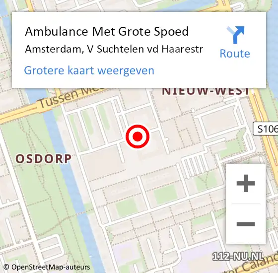 Locatie op kaart van de 112 melding: Ambulance Met Grote Spoed Naar Amsterdam, V Suchtelen Vd Haarestr op 14 november 2020 18:15