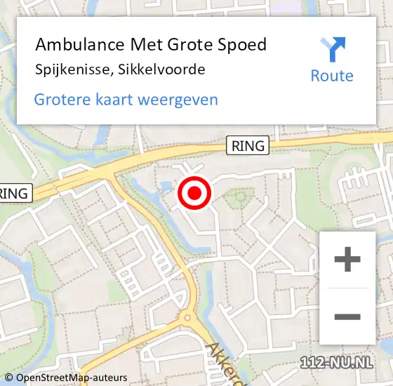 Locatie op kaart van de 112 melding: Ambulance Met Grote Spoed Naar Spijkenisse, Sikkelvoorde op 14 november 2020 18:59