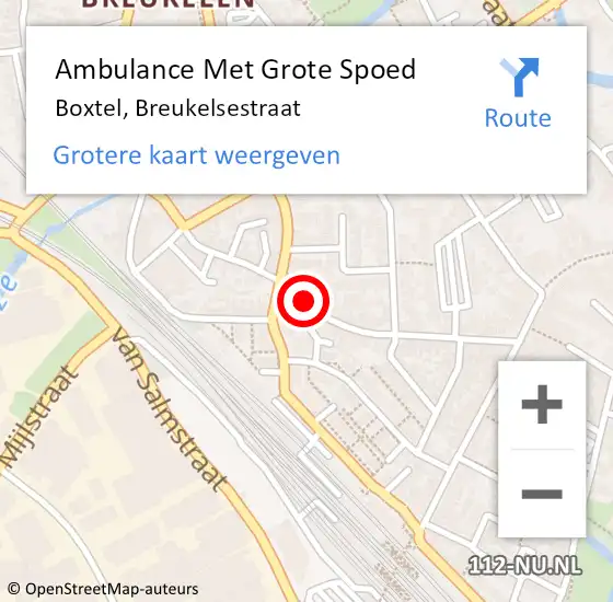 Locatie op kaart van de 112 melding: Ambulance Met Grote Spoed Naar Boxtel, Breukelsestraat op 14 november 2020 19:24