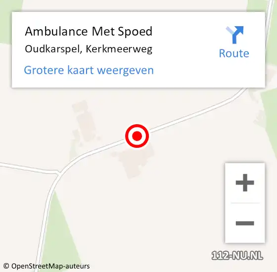 Locatie op kaart van de 112 melding: Ambulance Met Spoed Naar Oudkarspel, Kerkmeerweg op 14 november 2020 21:28