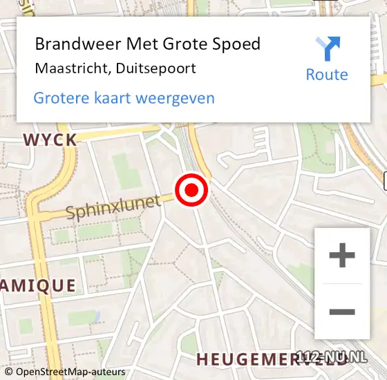 Locatie op kaart van de 112 melding: Brandweer Met Grote Spoed Naar Maastricht, Duitsepoort op 14 november 2020 23:01