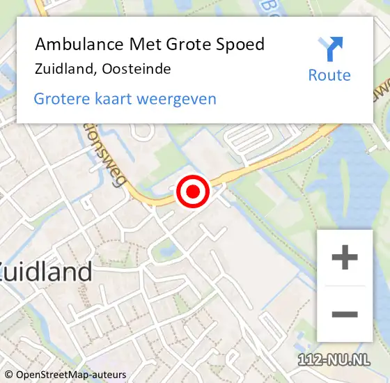 Locatie op kaart van de 112 melding: Ambulance Met Grote Spoed Naar Zuidland, Oosteinde op 14 november 2020 23:12