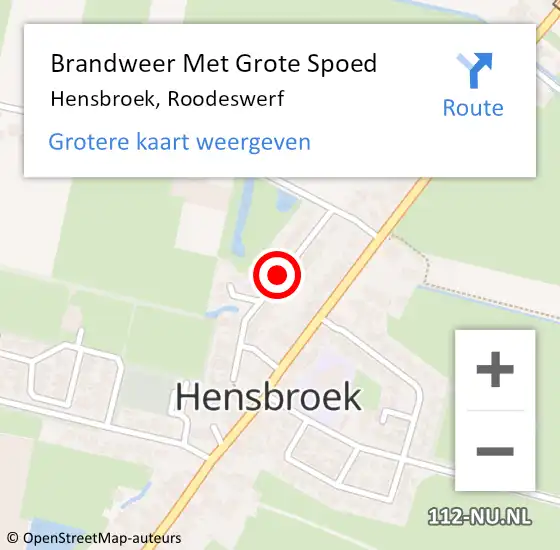 Locatie op kaart van de 112 melding: Brandweer Met Grote Spoed Naar Hensbroek, Roodeswerf op 14 november 2020 23:59