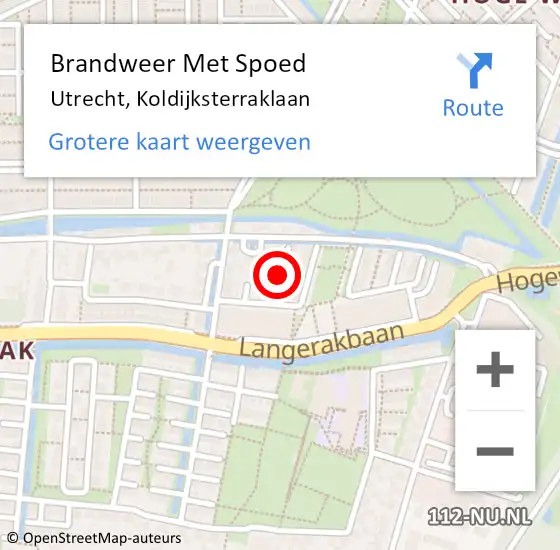 Locatie op kaart van de 112 melding: Brandweer Met Spoed Naar Utrecht, Koldijksterraklaan op 15 november 2020 00:42