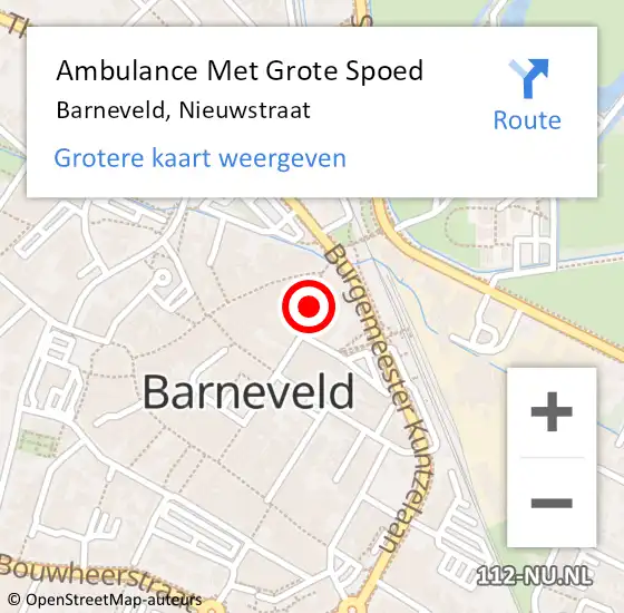 Locatie op kaart van de 112 melding: Ambulance Met Grote Spoed Naar Barneveld, Nieuwstraat op 15 november 2020 00:59