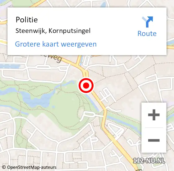 Locatie op kaart van de 112 melding: Politie Steenwijk, Kornputsingel op 15 november 2020 01:05