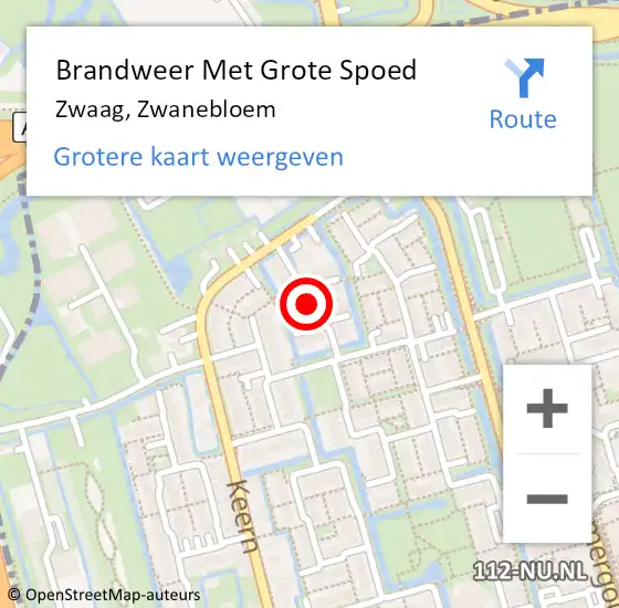 Locatie op kaart van de 112 melding: Brandweer Met Grote Spoed Naar Zwaag, Zwanebloem op 15 november 2020 01:39