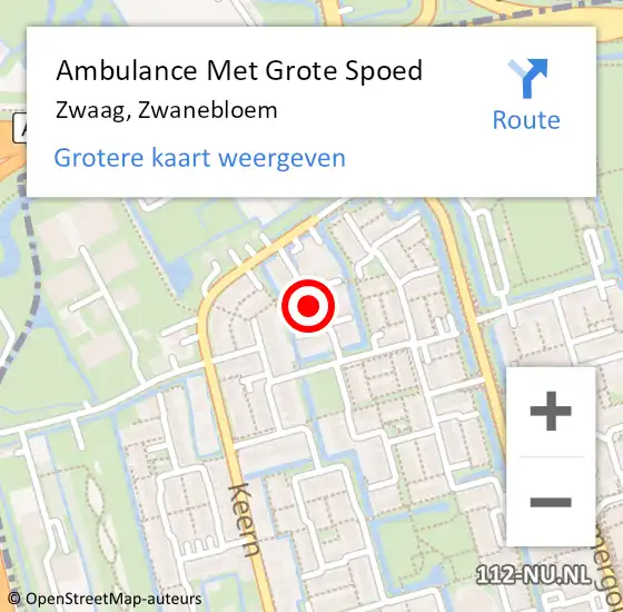 Locatie op kaart van de 112 melding: Ambulance Met Grote Spoed Naar Zwaag, Zwanebloem op 15 november 2020 01:39