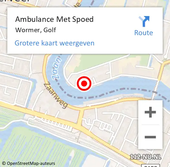 Locatie op kaart van de 112 melding: Ambulance Met Spoed Naar Wormer, Golf op 15 november 2020 02:27