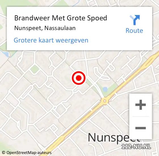 Locatie op kaart van de 112 melding: Brandweer Met Grote Spoed Naar Nunspeet, Nassaulaan op 24 mei 2014 13:05