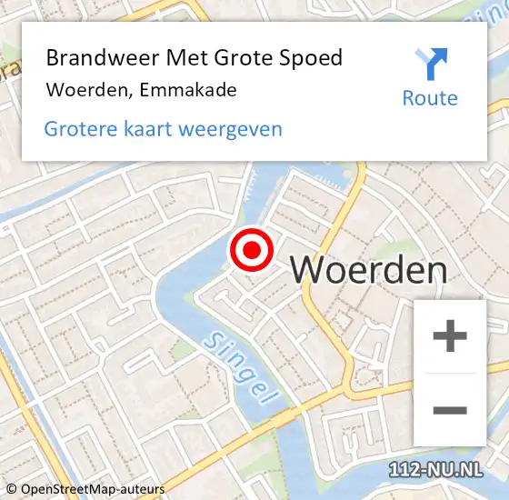 Locatie op kaart van de 112 melding: Brandweer Met Grote Spoed Naar Woerden, Emmakade op 15 november 2020 07:26