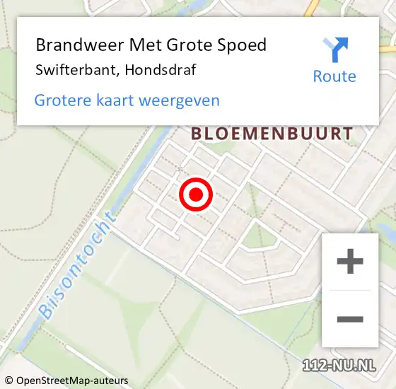 Locatie op kaart van de 112 melding: Brandweer Met Grote Spoed Naar Swifterbant, Hondsdraf op 15 november 2020 07:55