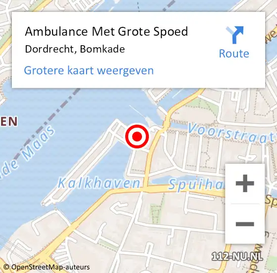 Locatie op kaart van de 112 melding: Ambulance Met Grote Spoed Naar Dordrecht, Bomkade op 15 november 2020 09:27