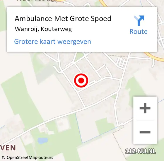 Locatie op kaart van de 112 melding: Ambulance Met Grote Spoed Naar Wanroij, Kouterweg op 24 mei 2014 13:16